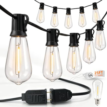 ST40 LED Outdoor String Lights with Shatterproof Vintage Edison Bulbs