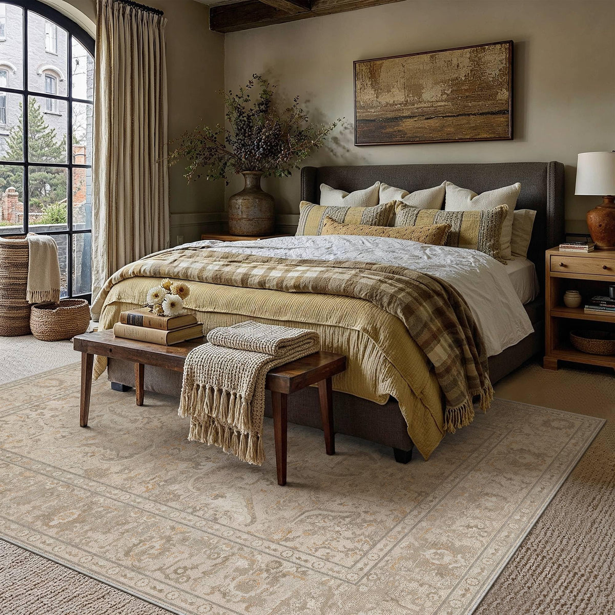 Area Rugs 6x9 Washable Rug Brown (Beige Brown / 6' x 9' (Rectangular))