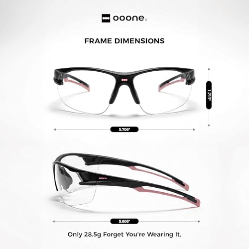 ANSI Z87+ Safety Glasses (Black/Pink Frame With Clear Lens)