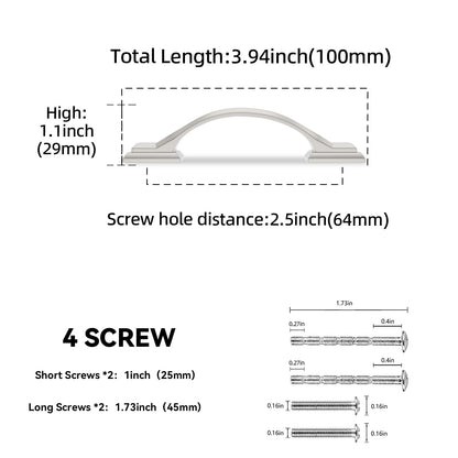 10 Pack 2.5 Inch (Brushed Satin Nickel / 2.5'' Hole Center(64mm))