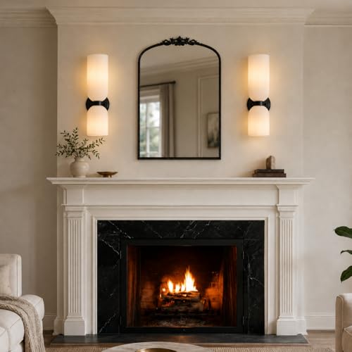 Milk Glass Bathroom Wall Sconces Set of Two