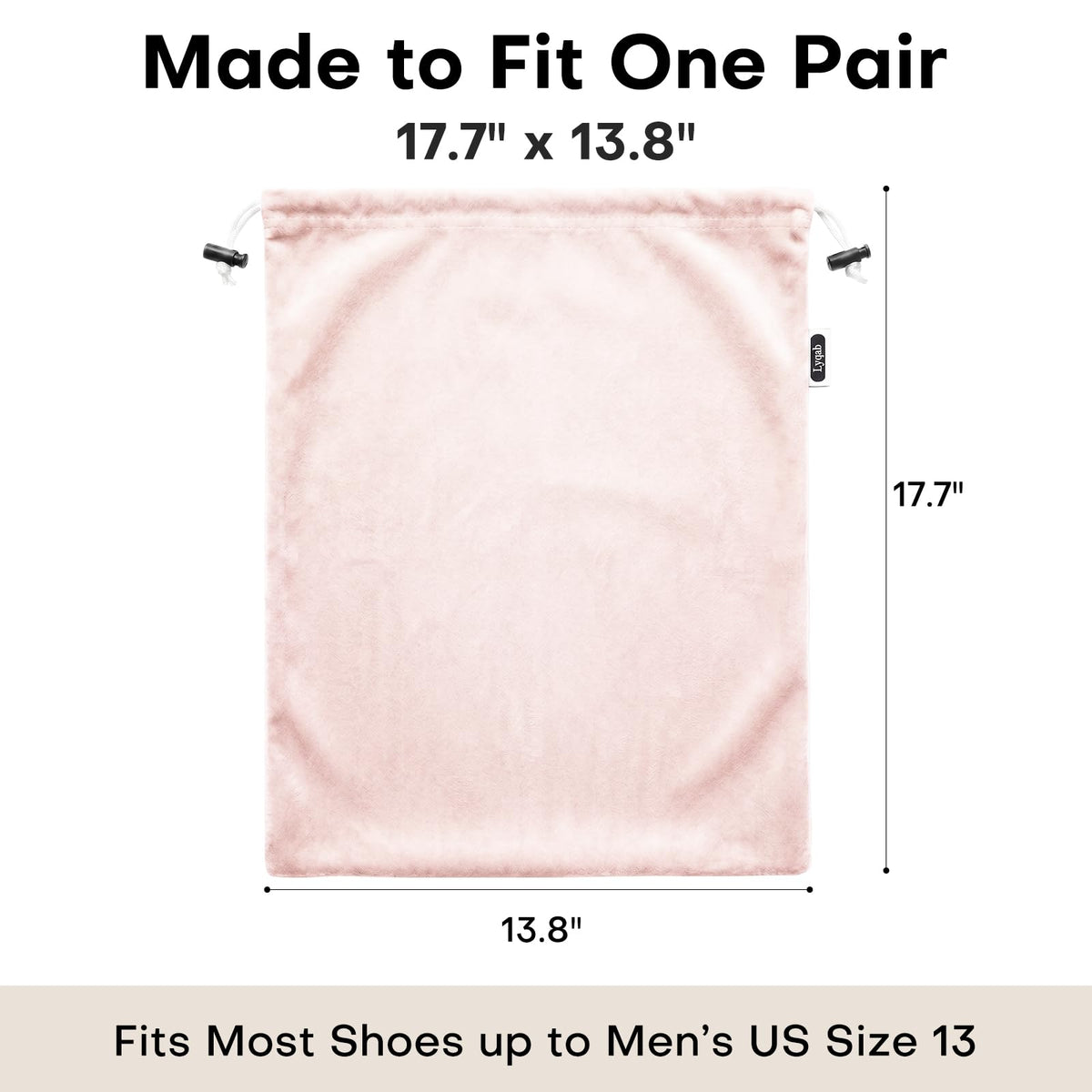 4 Pack Velvet Cloth Shoe Bags for Travel & Packing for Women & Men (Light Pink)