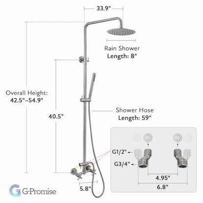 316 Marine Grade Stainless Steel Outdoor Shower Kit