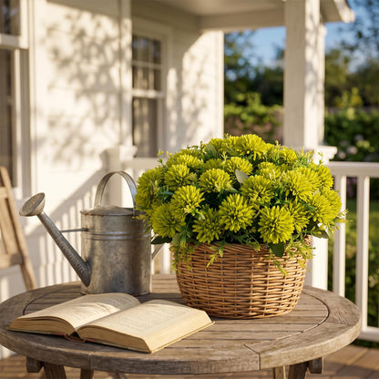 12Pcs Artificial Chrysanthemum Flowers (Green)