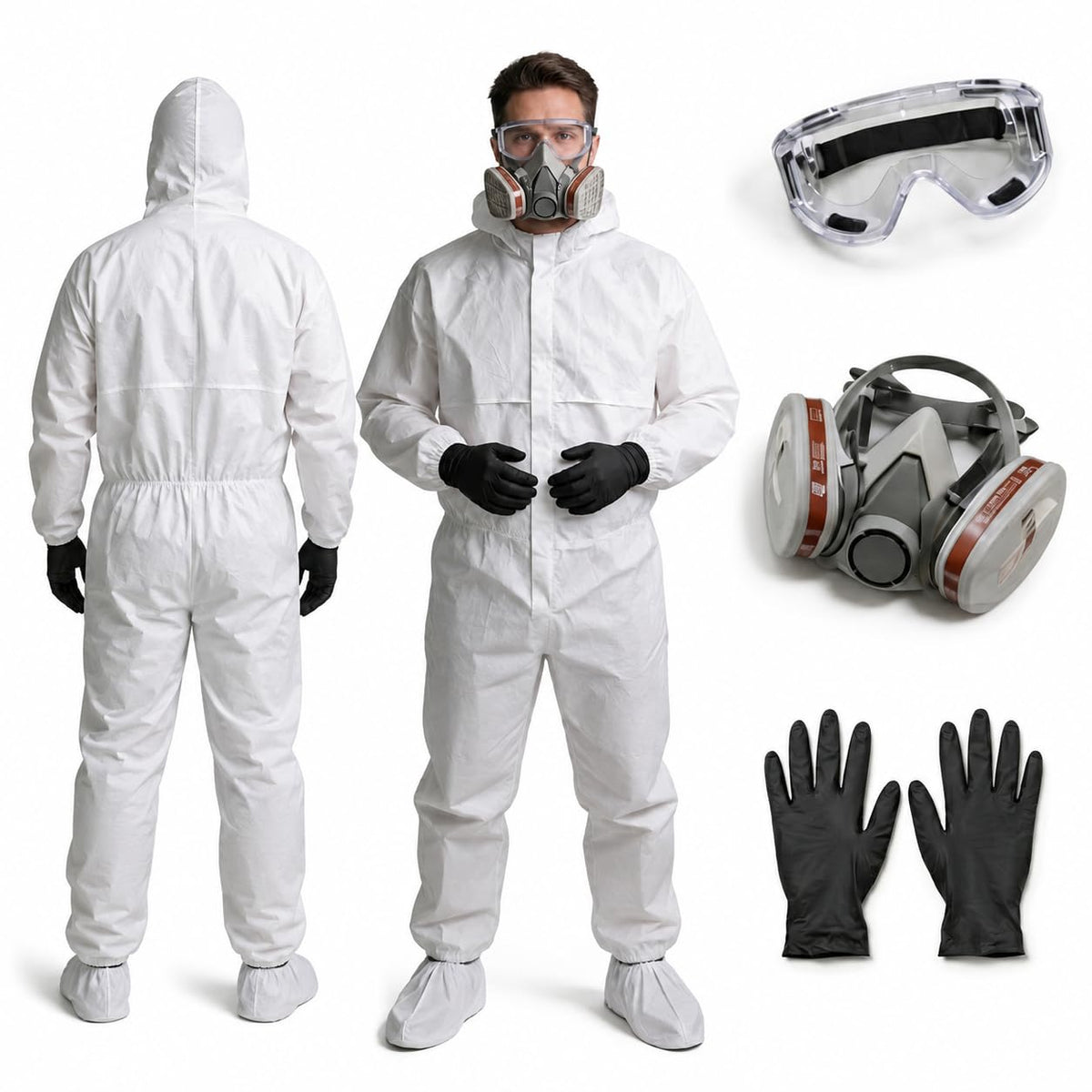Hazmat Suit Disposable Coverall Kit with Hood (5X-Large)