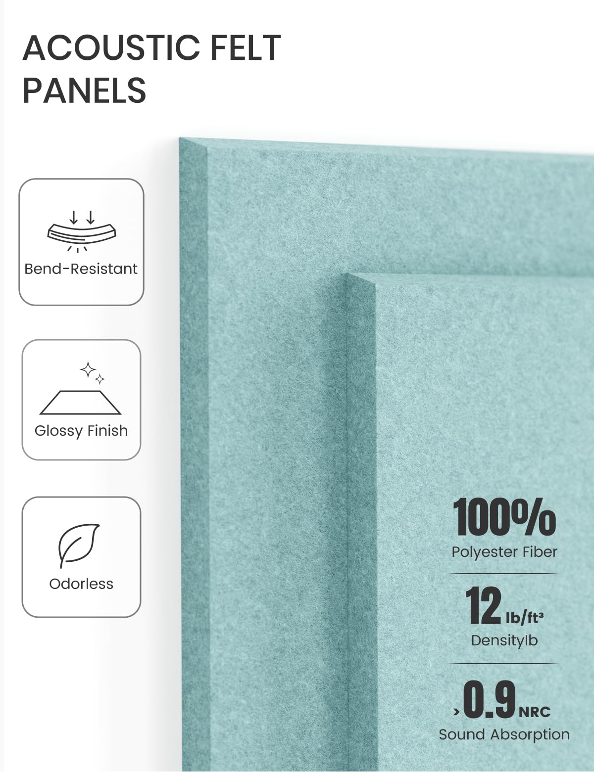 Felt Bulletin Board & Cork Board Alternative 48'' x 36'' (Teal Blue-1 / Solid tile 6-pack)