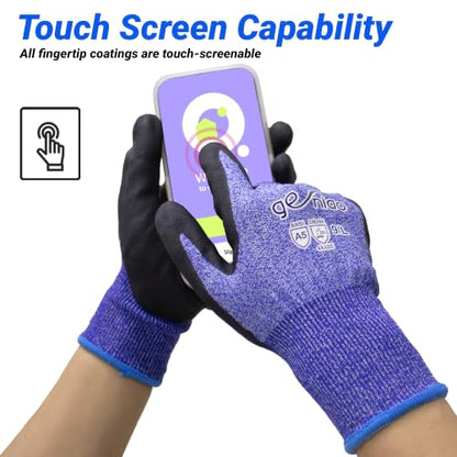 Cut Resistant Work Gloves With Grip for Men and Women ANSI 5 Safety Gloves for Gardening Fishing Cutting Construction