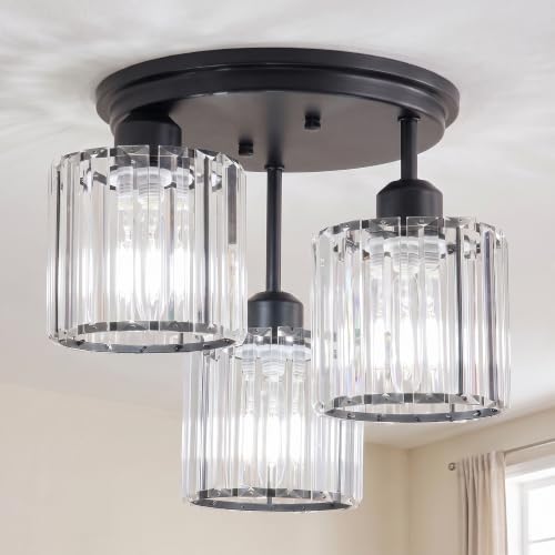 3 Light Semi Flush Crystal Ceilng Light