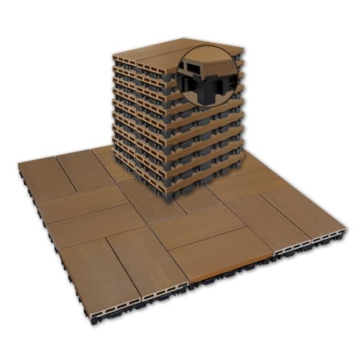 9 Pcs WPC Wood Deck Tiles