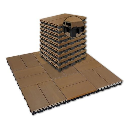 9 Pcs WPC Wood Deck Tiles