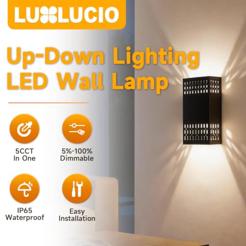 10.2" Black Indoor Outdoor Hardwired Modern LED Wall Sconce (Black - Cutout Design / 1 pack)