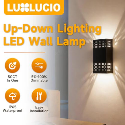 10.2" Black Indoor Outdoor Hardwired Modern LED Wall Sconce (Black - Cutout Design / 1 pack)