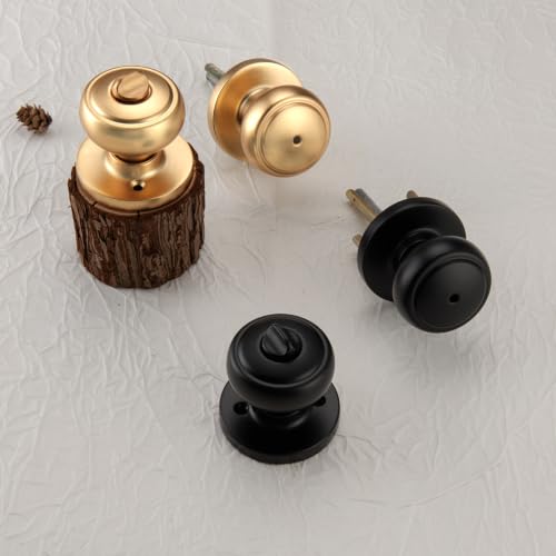 Champagne Bronze Bathroom Door Knobs with Release Lock Hole