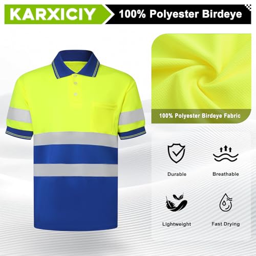 Hi Vis Safety Shirts with Reflective Strips Polo Shirts for Men