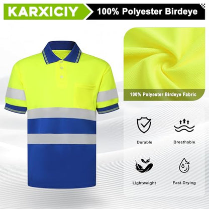 Hi Vis Safety Shirts with Reflective Strips Polo Shirts for Men