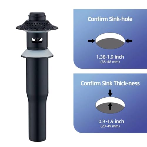 Pop Up Bathroom Sink Drain Stainless Steel Push Drain Stopper Hair Strainer