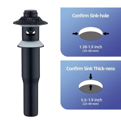 Pop Up Bathroom Sink Drain Stainless Steel Push Drain Stopper Hair Strainer