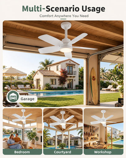 Ceiling Fan with Light (White / 28inch)