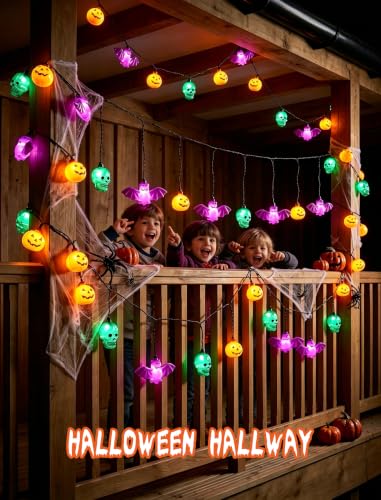 8.5FT Halloween Pumpkin Skull Bat String Lights (Pumpkin Skull Bat)