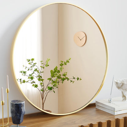 30 Inch Round Wall Mirror (Gold / 30.1"L x 30"W / Round)