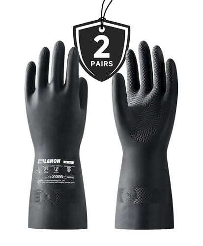 LANON 2 Pair Rubber Chemical Resistant Gloves