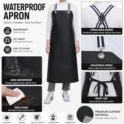 Thickened Rubber Waterproof Apron Adjustable Cross Type Chemical Resistant Heavy