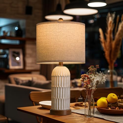 Table Lamp Set of 2 for Bedroom Living Room with USB A+C Charging Ports Modern Farmhouse Bedside End Lamps Rustic Nightstand Lamps