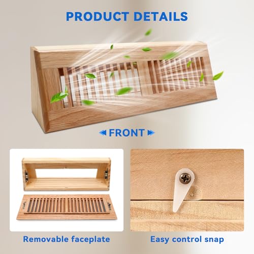 Red Oak Baseboard Wooden Register 15 Inch Supply Floor Vent Baseboard for Home Floor Diffuser Pre Finished