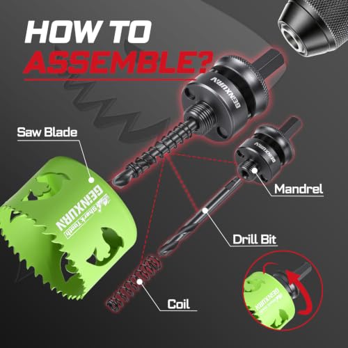2-1/2 in(64mm) Hole Saw Set, HSS Bi-Metal Hole Cutter with Arbor and Hex Wrench, 5PCS Hole Saw Kit for Wood, Drywall, PVC Boards, Thin Metal & Plastic (5 PCS 2-1/2" Hole Saw Set)