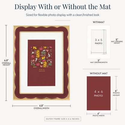 4x6 Scalloped Enamel Picture Frame (Oxblood Burgundy / 4x6)