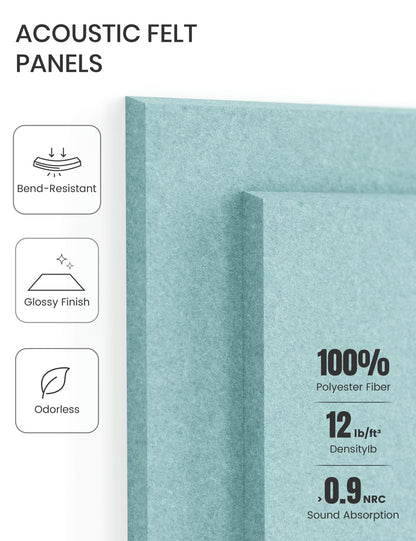 Felt Bulletin Board & Cork Board Alternative 36'' x 24'' (Teal Blue-1 / Solid tile 12-pack)
