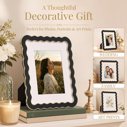 8x10 Scalloped Wavy Metal Picture Frame (Ink Matte Black / 8x10)