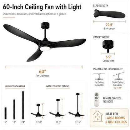 Modern Propeller Ceiling Fan with Light