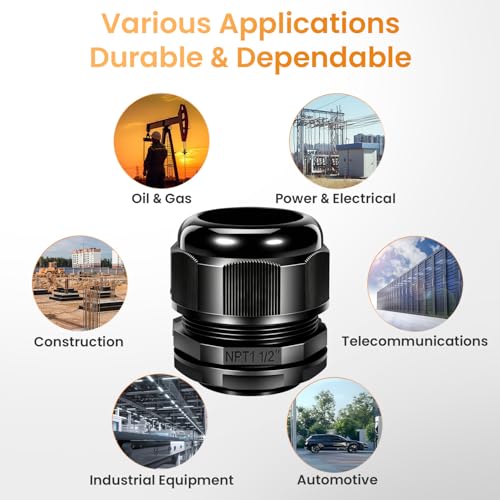 NPT Cable Gland Waterproof IP68 Nylon Cable Pass Through Cord Grip Connector Strain Relief Wire Grommet