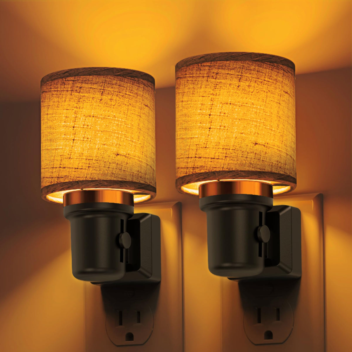 Night Lights Plug into Wall (Cylinder-Amber / 2 Pack)