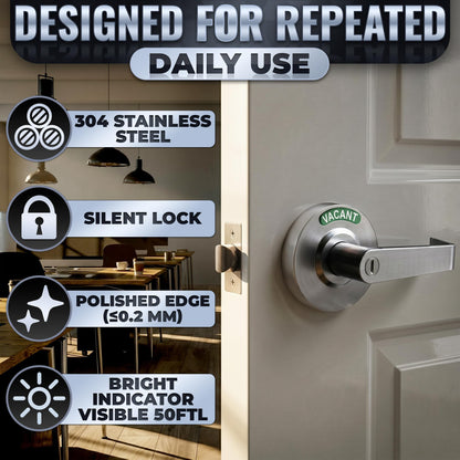 Vacant Occupied Bathroom Lock (Silver Light)