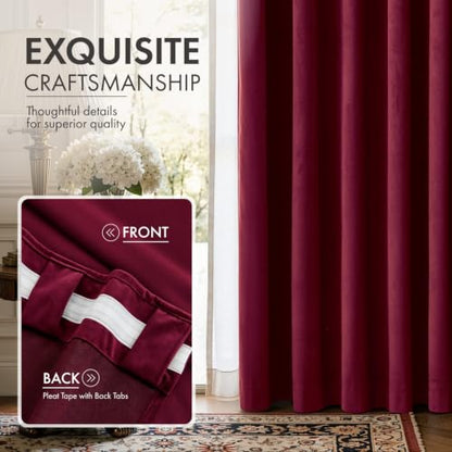 Christmas Burgundy Velvet Curtains 4 Panels Set Back Tab 40"x90" (Burgundy / 40"W x 90"L (Pack of 4))