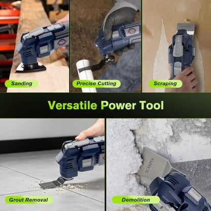 Oscillating Multi Tool Kit with LED Light and Quick Blade Change