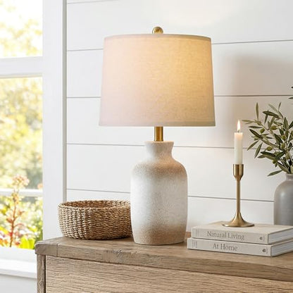 Farmhouse Ceramic Table Lamp for Living Room with Natural Textured Finish
