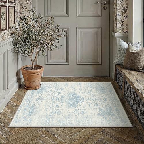 Blue 8x10 Area Rug Washable Vintage Rug Carpet (Y|blue / 2' x 3' (Rectangular))