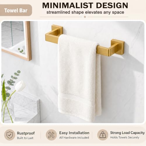 5 Piece Bathroom Accessories Stainless Steel Towel Bar Set
