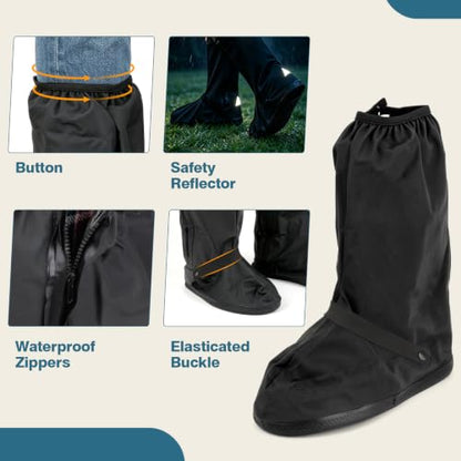 Black Waterproof Rain Boot Shoe Covers
