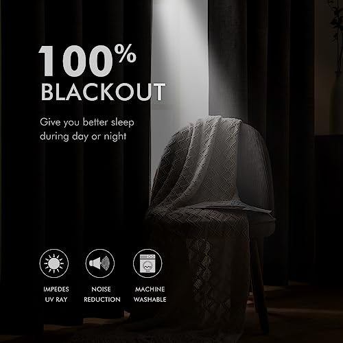 100% Blackout Linen Curtains for Bedroom 42x84 Inches Butter Cream (Butter Cream / 42"W x 84"L (Pack of 2))