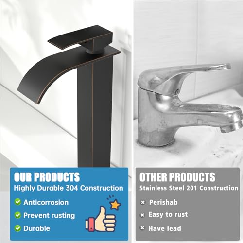 Tall Bathroom Faucet Vessel Sink Faucet with Drain (With Drain / Oil Rubbed Bronze)