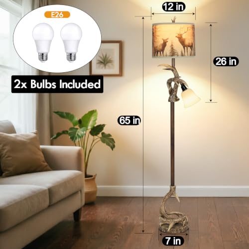 65" Vintage Deer Floor Lamp and Forest