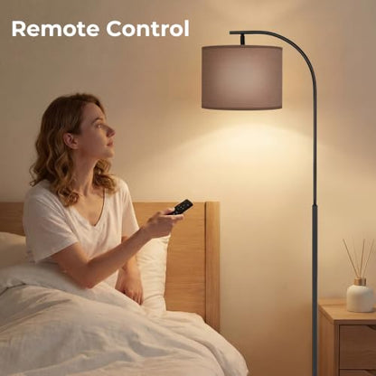 Floor Lamp with Linen Shade (Brown)