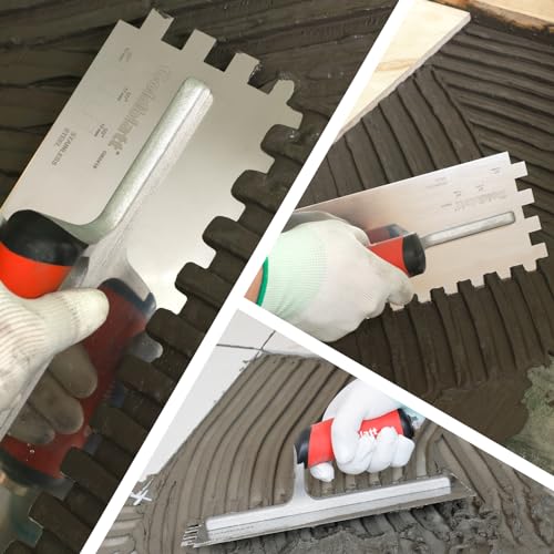 Stainless Steel Notched Trowel with Soft Grip Handle