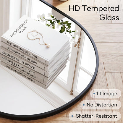 24" x 48" Black Bathroom Mirror for Wall (Black-oval / 24"L x 48"W)