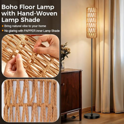 Boho Floor Lamp for Living Room with Smart RGB Bulb