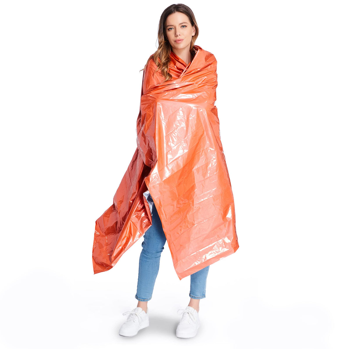 Emergency Blanket Mylar Thermal Blanket (Orange-4 Pack)